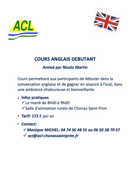COURS ANGLAIS DEBUTANT