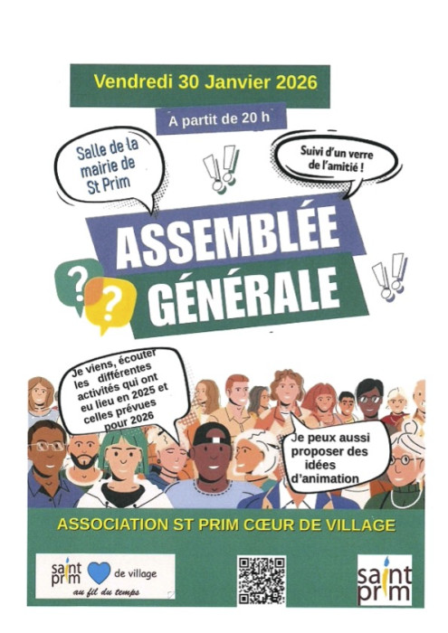 Affiche Assemblée Générale Saint Prim Coeur de village