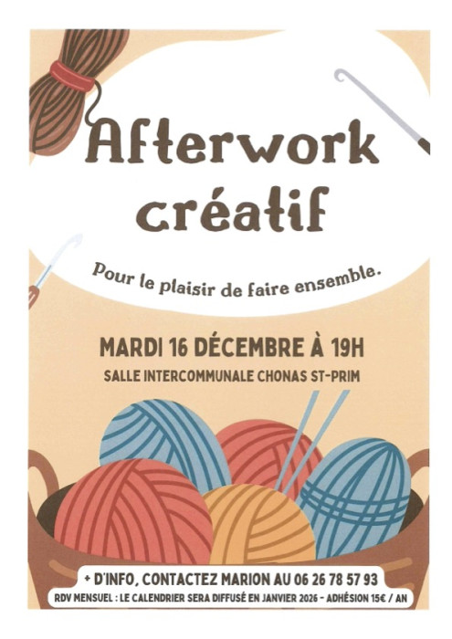 affiche after work créatif du mardi 16 décembre 2025