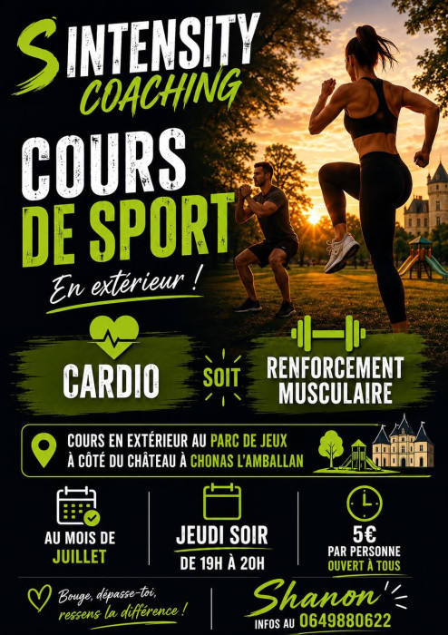 Affiche Cours de fitness en plein air tout le mois de juillet !