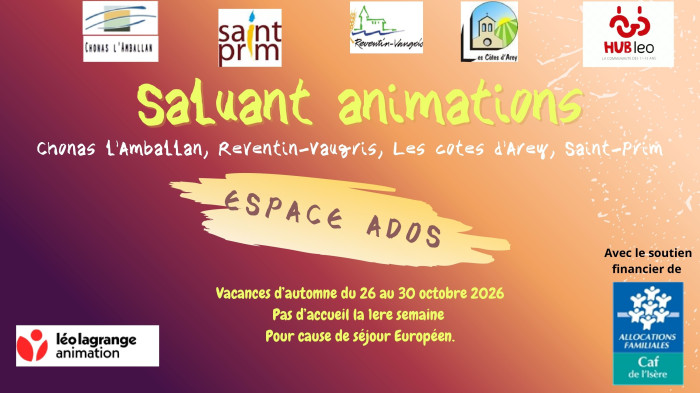 Saluant Animations : Espace Ados - Vacances d'automne 2026